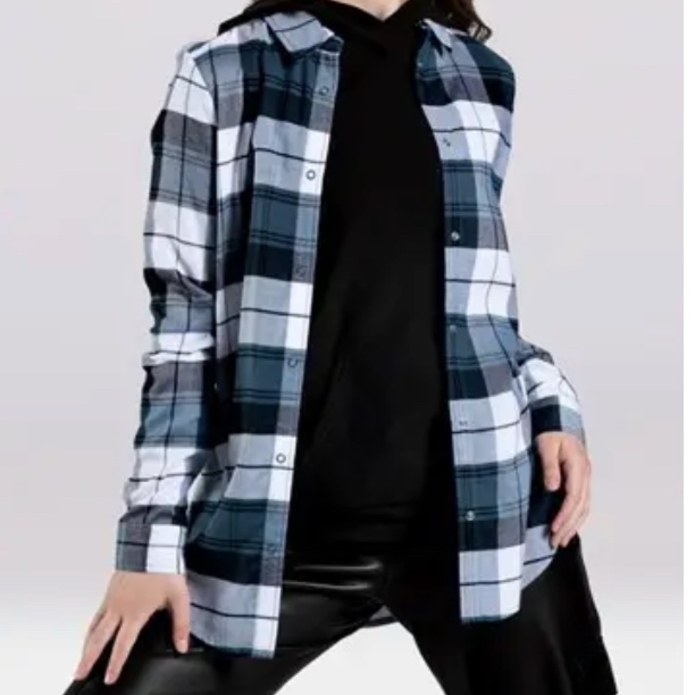 Weissman Plaid Button Snap Shirt - Blue/Black/White, 100% Rayon (Adult Small)